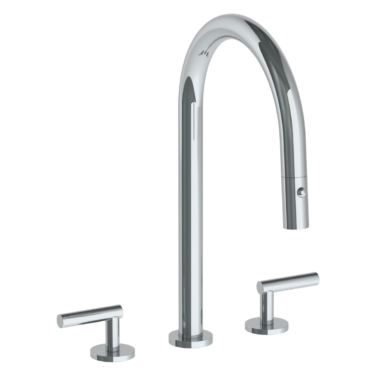 Watermark - Loft 2.0 Deck Mounted 3 Hole Gooseneck Kitchen Faucet with Pull Down Spray