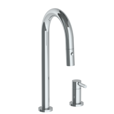 Watermark - Loft 2.0 Deck Mounted 2 Hole Gooseneck Prep Faucet with Pull Down Spray