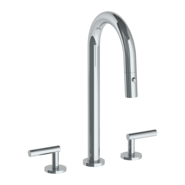 Watermark - Loft 2.0 Deck Mounted 3 Hole Gooseneck Prep Faucet with Pull Down Spray