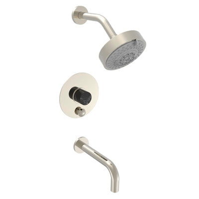 Phylrich - Basic II Pressure Balance Tub/Shower Set Round Plate - Marble Handle