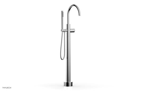 Phylrich - Basic II Tall Floor Mount Tub Filler with Hand Shower - Knurled Handle