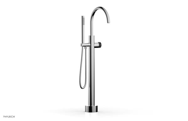 Phylrich - Basic II Low Floor Mount Tub Filler with Hand Shower - Marble Handle