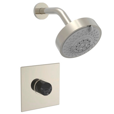 Phylrich - Basic II Pressure Balance Shower Set Trim Only Square Plate Marble Handle