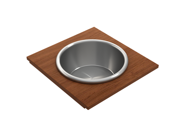 Bocchi - Wood Board with Large Round Stainless Steel Mixing Bowl and Colander F/1616, 1618, 1633 (inner ledge)