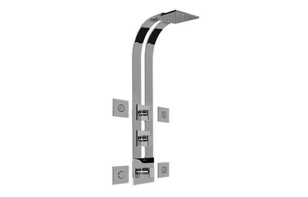Graff - Solar Square Thermostatic Ski Shower Set w/Body Sprays - Trim Only