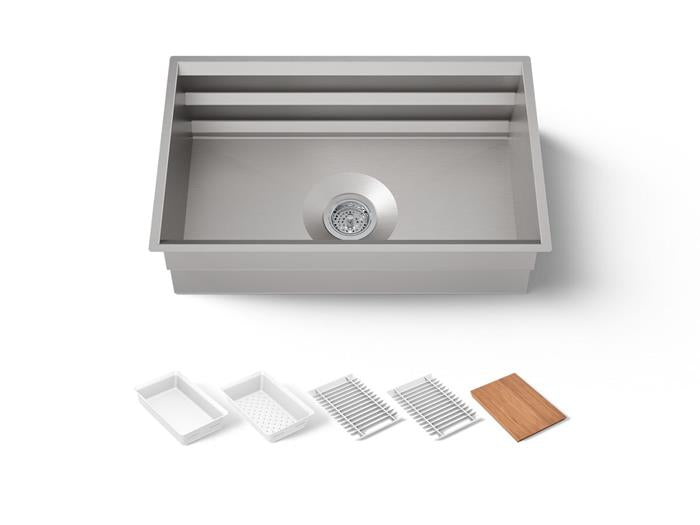 Kohler - Prolific 29 Inch Undermount Single Bowl Workstation Kitchen Sink