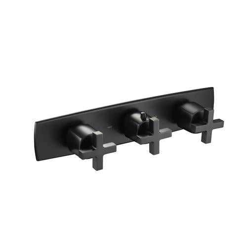 Flusso - 3/4 Inch Horizontal Thermostatic Valve with 2 Volume Controls & Trim