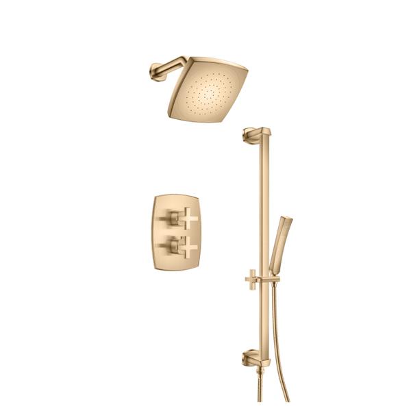 Flusso - Two Output Shower Set With Shower Head, Hand Held And Slide Bar