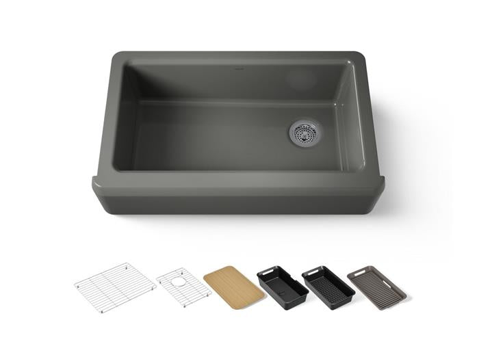 Kohler - Riverby 35-3/4 Inch Undermount Single-Bowl Farmhouse Workstation Kitchen Sink