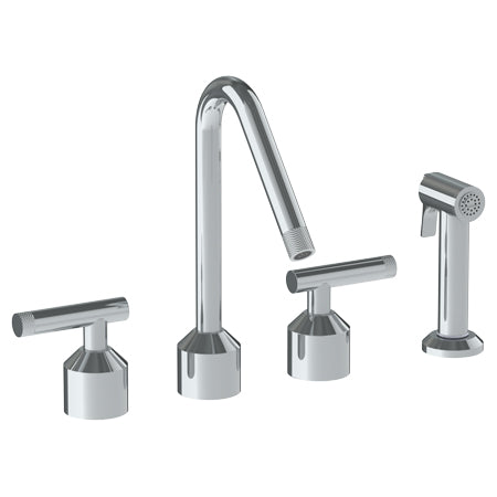 Watermark - Urbane Deck Mounted 4 Hole Kitchen Set With Angled Spout - Includes Side Spray