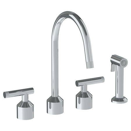 Watermark - Urbane Deck Mounted 4 Hole Kitchen Set With Gooseneck Spout - Includes Side Spray