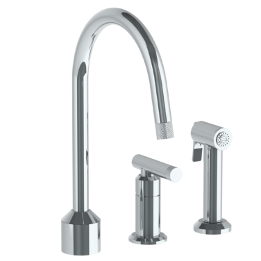Watermark - Urbane Deck Mounted 3 Hole Kitchen Set With Gooseneck Spout - Includes Side Spray