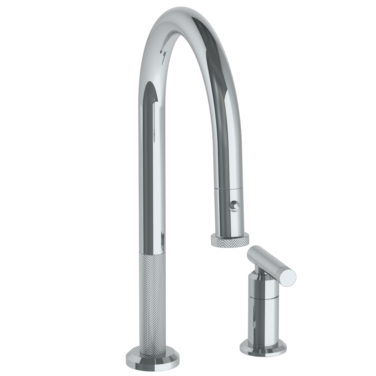 Watermark - Urbane Deck Mounted 2 Hole Gooseneck Kitchen Faucet with Pull Down Spray
