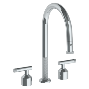 Watermark - Urbane Deck Mounted 3 Hole Gooseneck Kitchen Faucet with Pull Down Spray
