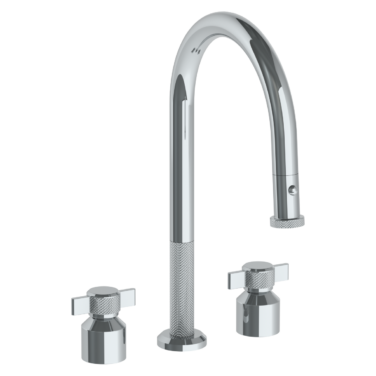 Watermark - Urbane Deck Mounted 3 Hole Gooseneck Kitchen Faucet with Pull Down Spray