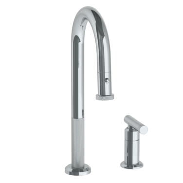 Watermark - Urbane Deck Mounted 2 Hole Gooseneck Prep Faucet with Pull Down Spray