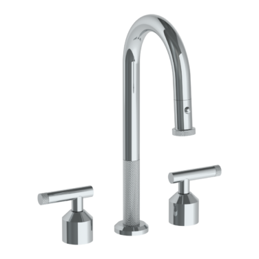 Watermark - Urbane Deck Mounted 3 Hole Gooseneck Prep Faucet with Pull Down Spray