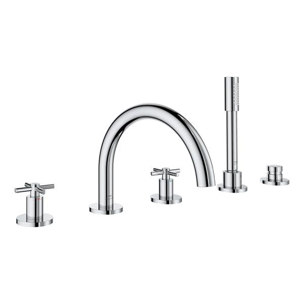 Grohe - 5-Hole 2-Handle Deck Mount Roman Tub Faucet With 1.75 GPM Hand Shower