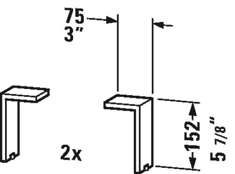 Duravit - Brioso Leg Concrete Gray Matt 1 3/4" x3/8" x6- BR979300707