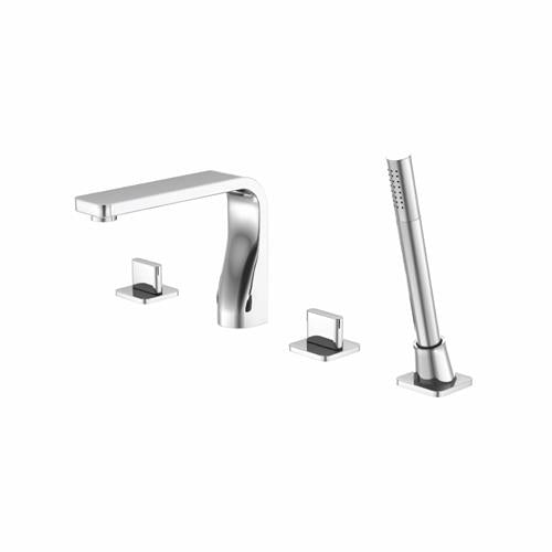 Flusso - 4 Hole Deck Mounted Roman Tub Faucet With Hand Shower