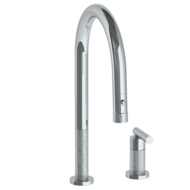 Watermark -Sense Deck Mounted 2 Hole Gooseneck Kitchen Faucet with Pull Down Spray