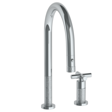 Watermark -Sense Deck Mounted 2 Hole Gooseneck Kitchen Faucet with Pull Down Spray
