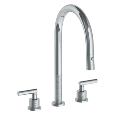 Watermark -Sense Deck Mounted 3 Hole Gooseneck Kitchen Faucet with Pull Down Spray