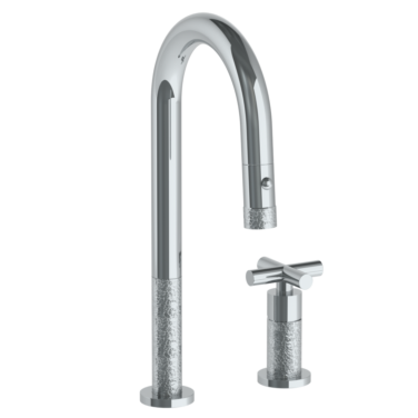 Watermark -Sense Deck Mounted 2 Hole Gooseneck Prep Faucet with Pull Down Spray