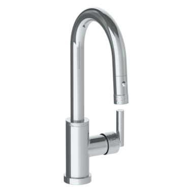 Watermark -Sense Deck Mounted 1 Hole Gooseneck Prep Faucet with Pull Down Spray