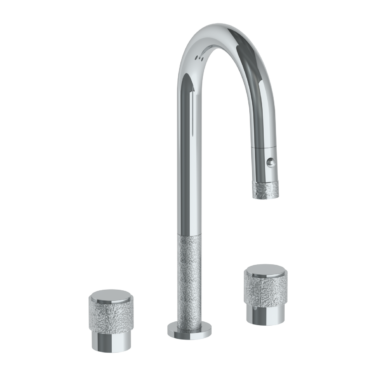 Watermark -Sense Deck Mounted 3 Hole Gooseneck Prep Faucet with Pull Down Spray