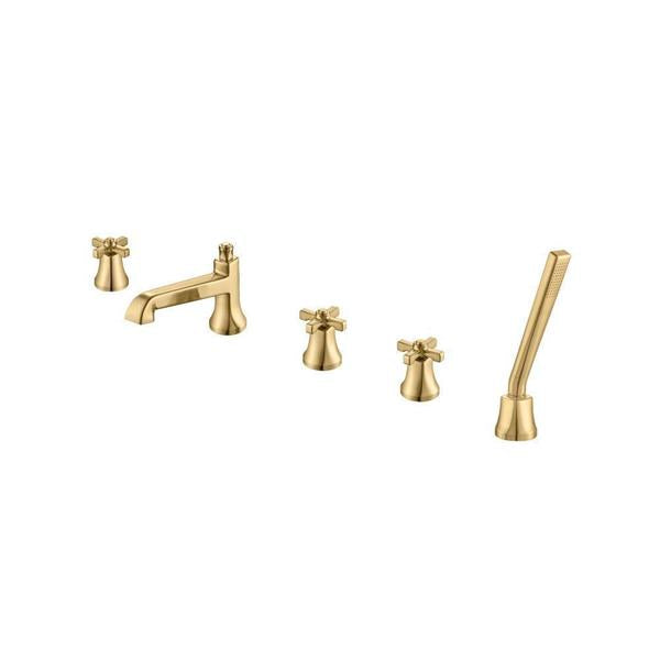 Flusso - Five Hole Deck Mounted Roman Tub Faucet With Hand Shower