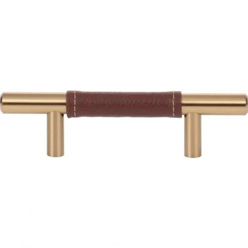 Atlas Homewares - Zanzibar 3 Inch Center to Center Brown Leather Bar pull