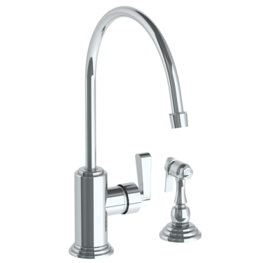 Watermark - Transitional Deck Mounted 2 Hole Kitchen Set with Extended Spout- Includes Side Spray