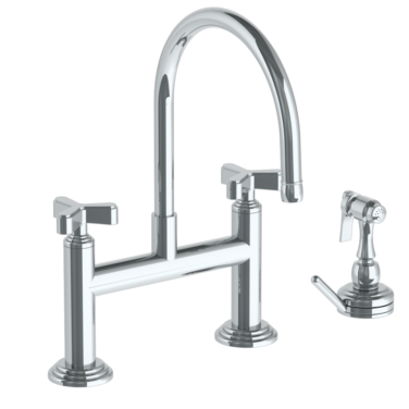 Watermark - Transitional Deck Mounted Bridge Kitchen Faucet with Independent Side Spray