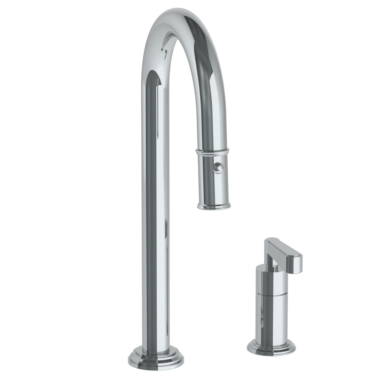 Watermark - Transitional Deck Mounted 2 Hole Gooseneck Prep Faucet with Pull Down Spray