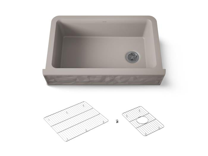 Kohler - Cairn 34 Inch Undermount Single-Bowl Farmhouse Kitchen Sink With Faceted Design