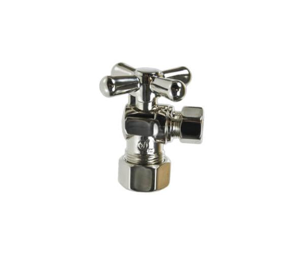 Mountain Plumbing - Brass Cross Handle with 1/4 Turn Ball Valve - Lead Free - Angle (1/2 Inch Compression)