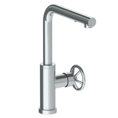Watermark - Brooklyn Deck Mounted 1 Hole Square Top Kitchen Faucet with Pull Out Spray -Low Spout