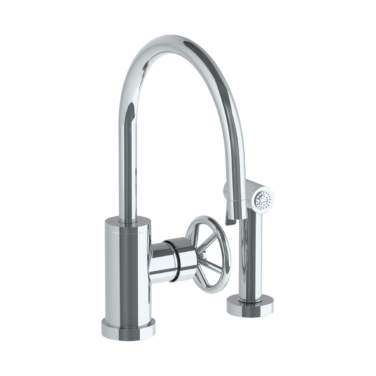 Watermark - Brooklyn Deck Mounted 2 Hole Gooseneck Kitchen Set - Includes Side Spray