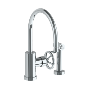 Watermark - Brooklyn Deck Mounted 2 Hole Gooseneck Kitchen Set - Includes Side Spray