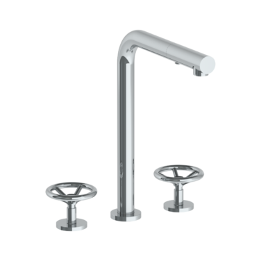 Watermark - Brooklyn Deck Mounted 3 Hole Square Top Kitchen Faucet with Pull Out Spray