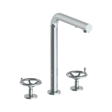 Watermark - Brooklyn Deck Mounted 3 Hole Square Top Kitchen Faucet with Pull Out Spray