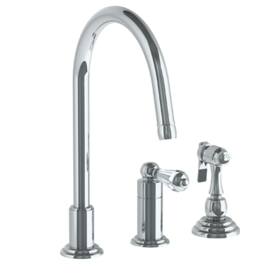 Watermark - Stratford Deck Mounted 3 Hole Gooseneck Kitchen Faucet - Includes Side Spray