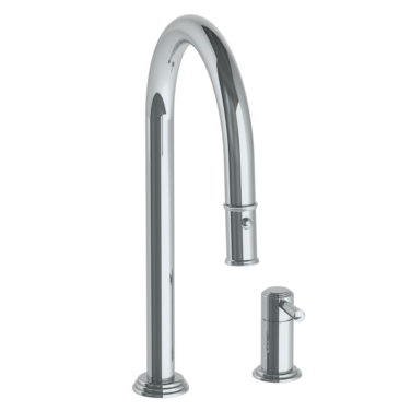 Watermark - Stratford Deck Mounted 2 Hole Gooseneck Kitchen Faucet with Pull Down Spray