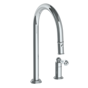 Watermark - Stratford Deck Mounted 2 Hole Gooseneck Kitchen Faucet with Pull Down Spray
