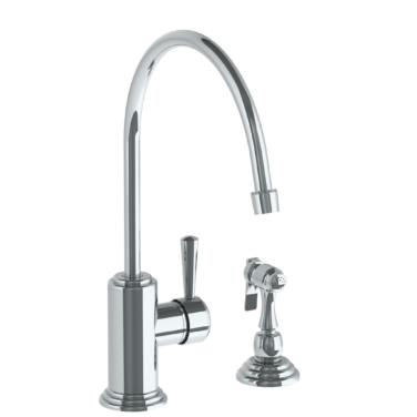Watermark - Stratford Deck Mounted 2 Hole Extended Gooseneck Kitchen Set - Includes Side Spray