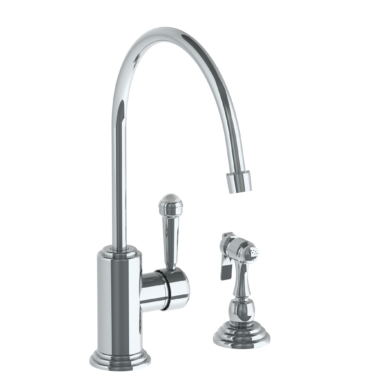 Watermark - Stratford Deck Mounted 2 Hole Extended Gooseneck Kitchen Set - Includes Side Spray