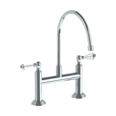 Watermark - Stratford Deck Mounted Bridge Extended Gooseneck Kitchen Faucet