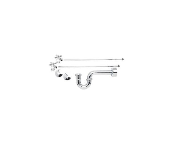 Mountain Plumbing - Lavatory Supply Kit - Brass Cross Handle with 1/4 Turn Ball Valve (MT621-NL) - Angle, P-Trap 1-1/2 Inch