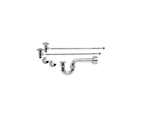 Mountain Plumbing - Lavatory Supply Kit - Brass Cross Handle with 1/4 Turn Ceramic Disc Cartridge Valve (MT4003X-NL) - Angle, P-Trap 1-1/2 Inch